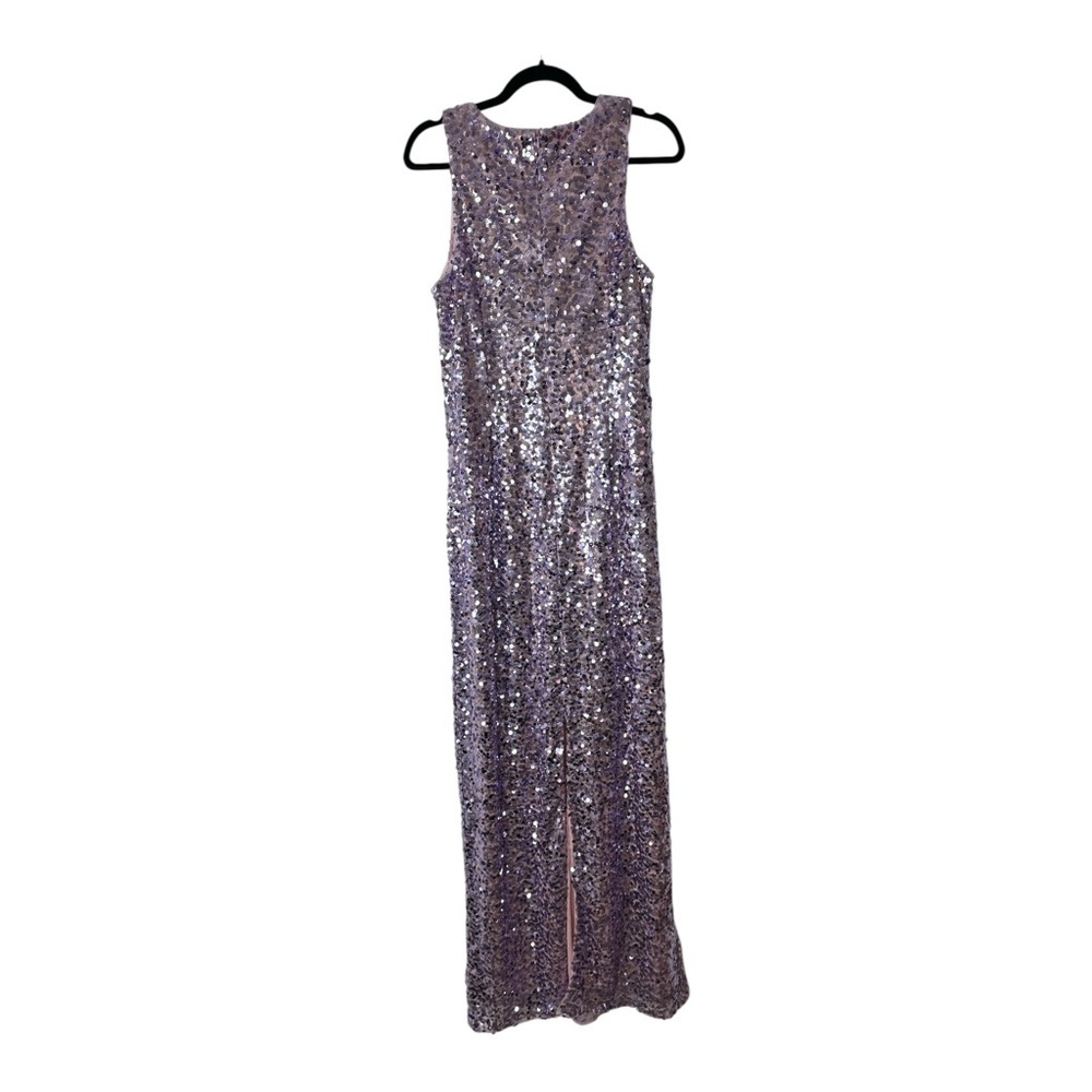Anthropologie LDT Twist Front Racer Gown Womens Size 14 NWOT Purple Sequins - Picture 7 of 10